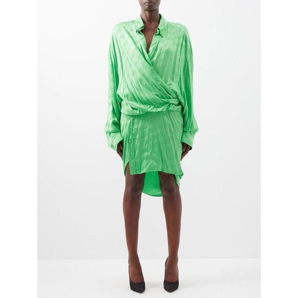 BALENCIAGA Wrap-Front BB-Jacquard Dress Size FR 34/ S - Picture 2 of 12